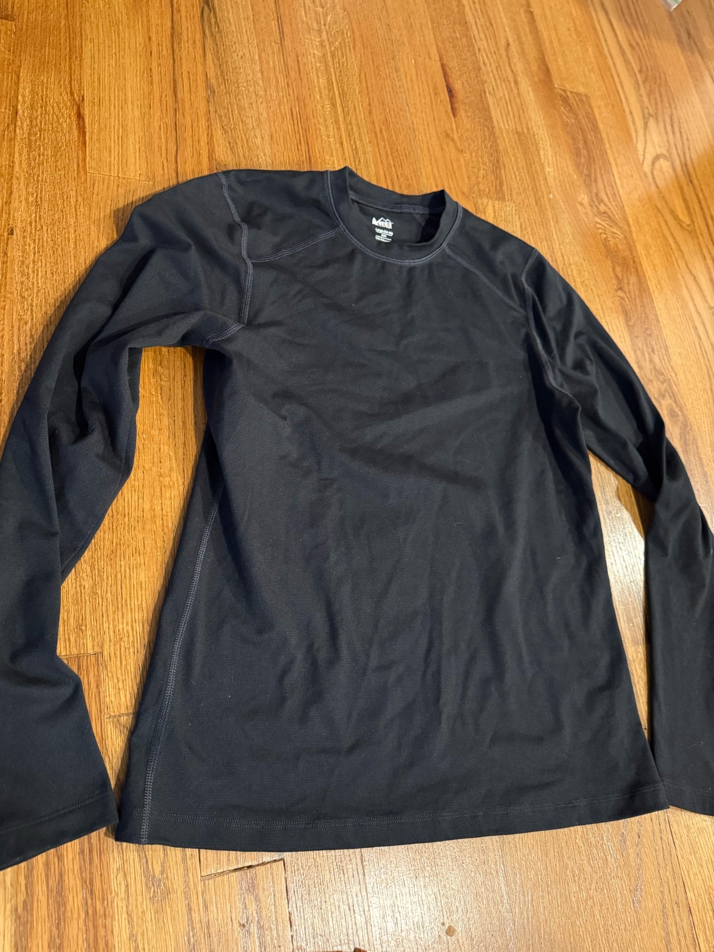 Kids REI Black Long-Sleeve Crewneck thermal layer Shirt size 14